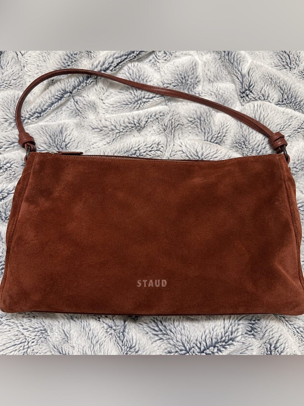 STAUD Rust Brown Suede Shoulder Bag